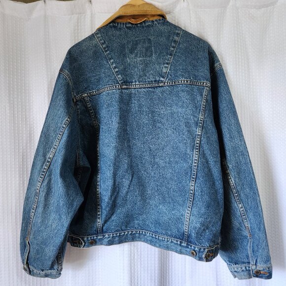 Vintage Timberland Weathergear Denim Jean Jacket Men’s Large Trucker Biker - Picture 2 of 10